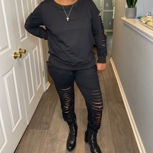 Laser Cut Bling Jogging Suit